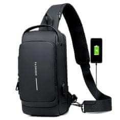 IZMAEL Taška přes rameno s USB nabíjením proti krádeži-Černá KP25259
