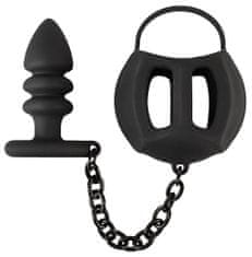 Black Velvets Black Velvets Balls Cage + Butt Plug (Black), návlek na varlata anal lock