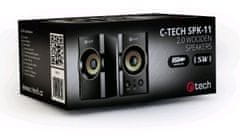 C-Tech SPK-11, Repro, 2.0, dřevěné, černo-zlaté, USB